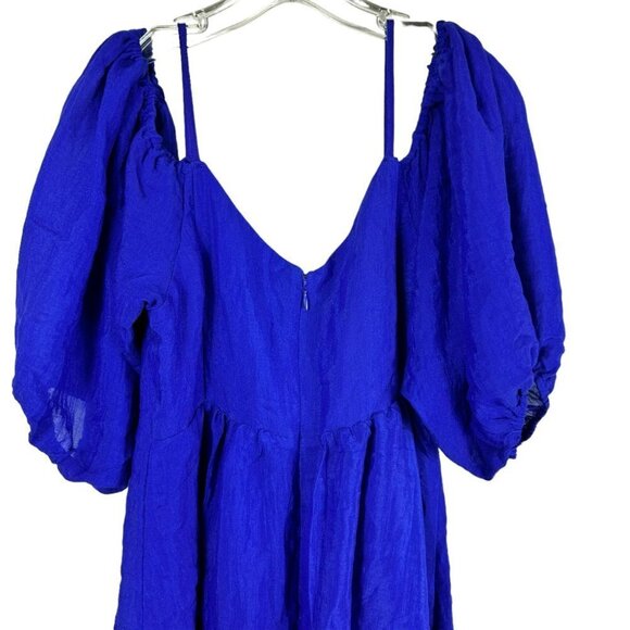 Anthropologie Moulinette Souers Blue Carina Boho Off Shoulder Mini Dress Small - Picture 8 of 15